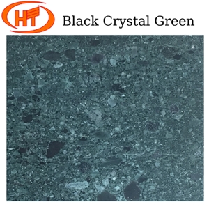 Big Black Crystal Green Granite Slab