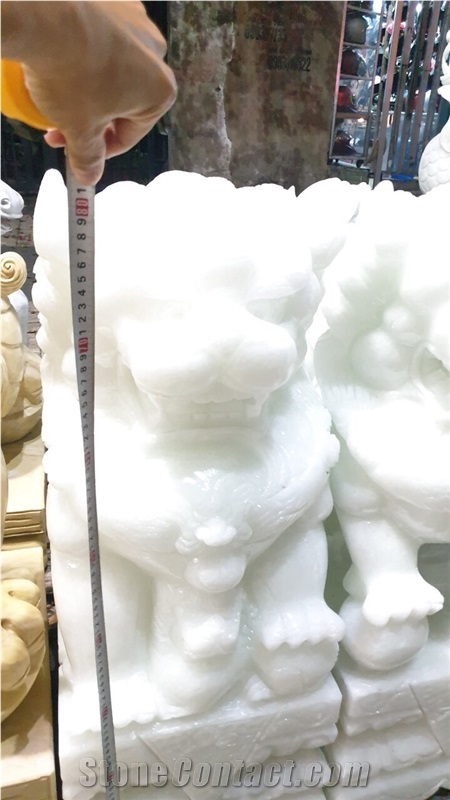 Big White Marble Lion Statue