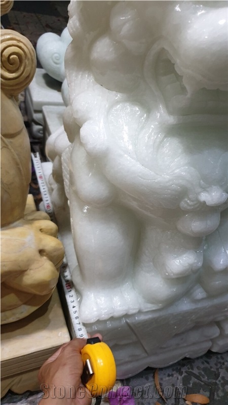 Big White Marble Lion Statue