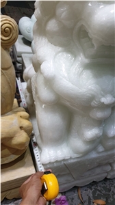 Big White Marble Lion Statue