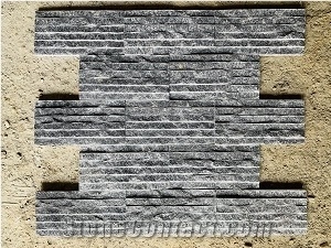 Crystal Black Chiseled Surface Stone Wall Cladding Stone