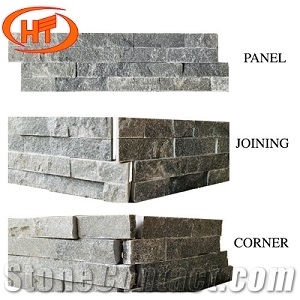 Crystal Black Mushroomed Stone Wall Cladding Wall Stone