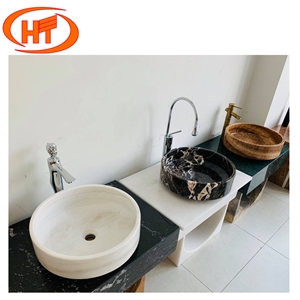 Pure White Marble Sink Round Sink Rectangle Sink