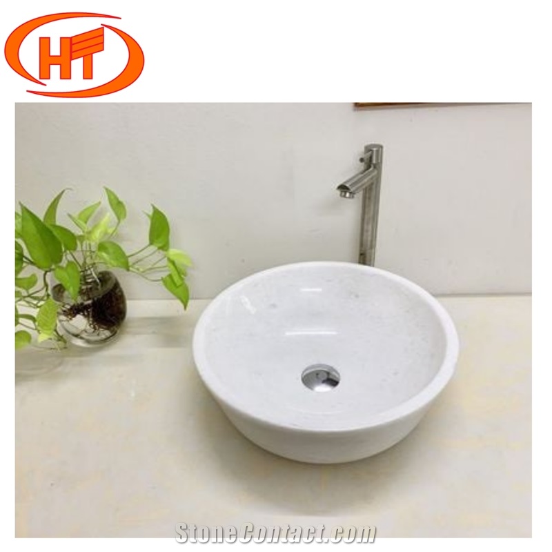 Pure White Marble Sink Round Sink Rectangle Sink