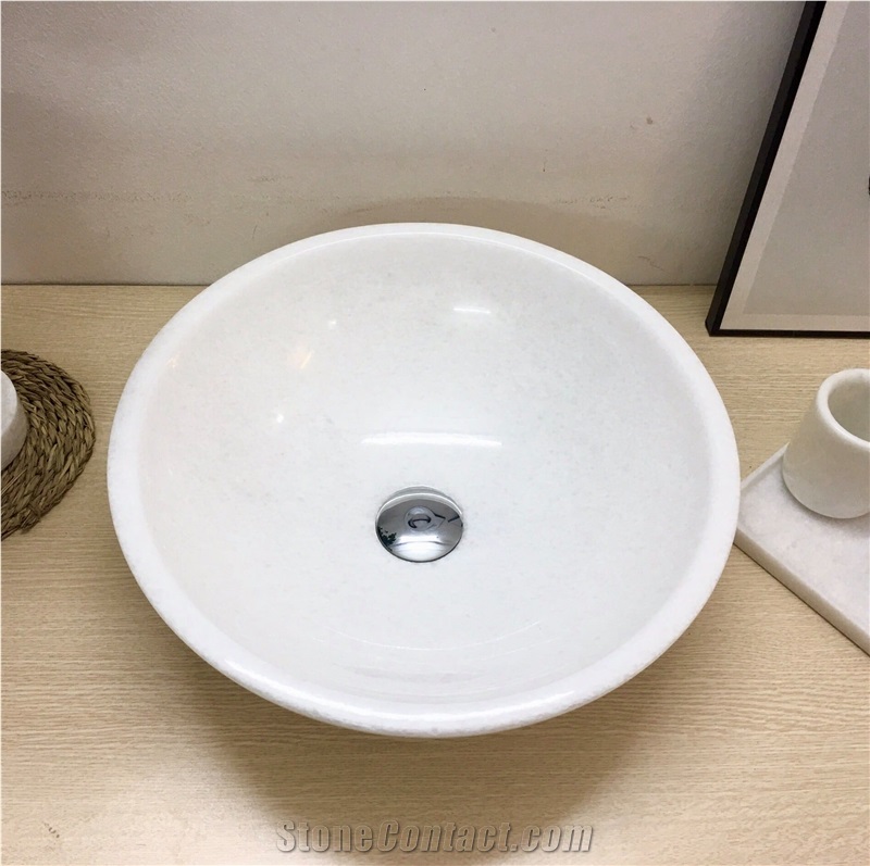 Pure White Marble Sink Round Sink Rectangle Sink