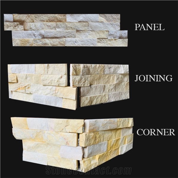 Yellow Marble Stone Mushroom Wall Stone Cladding
