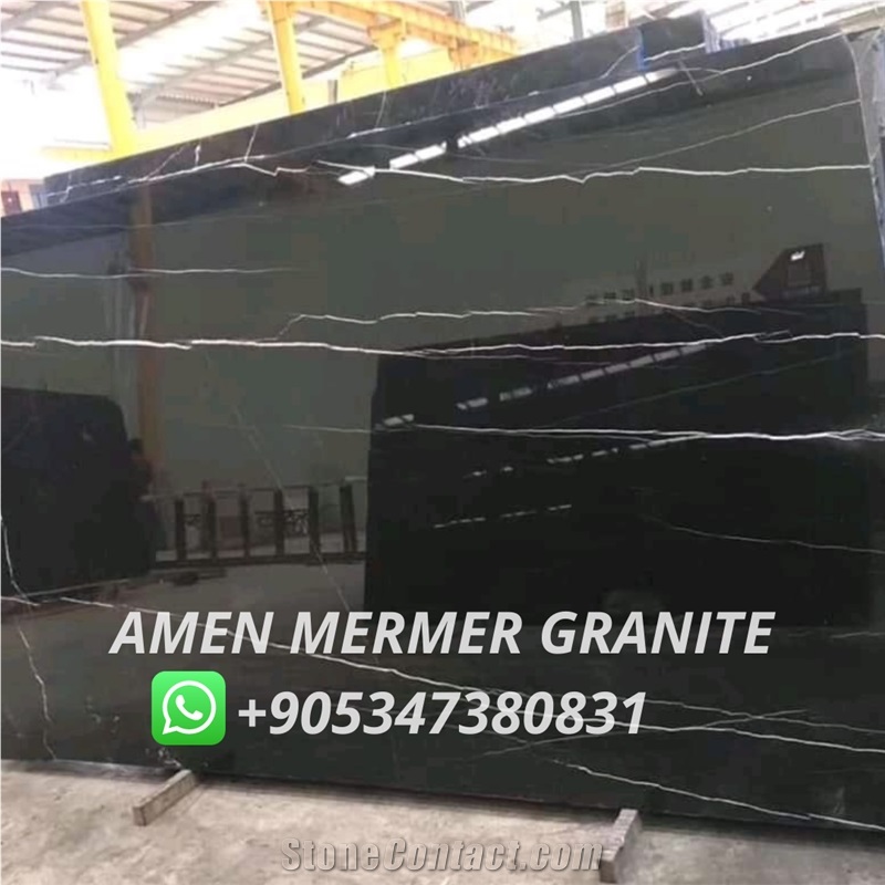 Tunisian Nero Marquina Marble Slabs