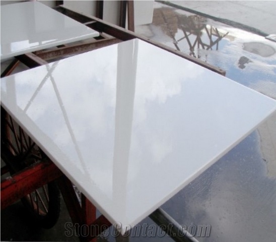 Pure White Nano Glass Marble  Artificial Marble Floor Tiles