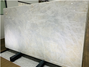 2021 Brazilian  White Crystal Quartzite Slabs Pearl White