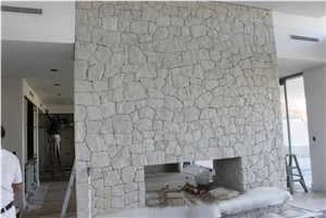 China White Sandstone Cultured Stone, Tumbled Free Style Wall Cladding