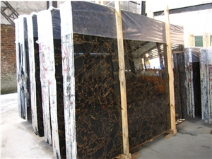 High Polished Double Black Marble,Black Gold Portoro Slab 