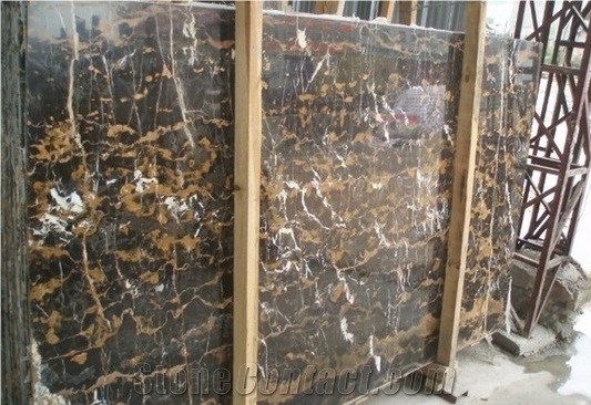 Pakistani Portoro Marble Slabs Black & Gold Marble