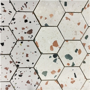 3" Beige Terrazzo Mosaic Kitchen Backsplash Wall Design Tile