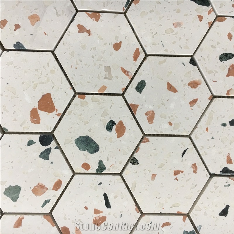 3" Beige Terrazzo Mosaic Kitchen Backsplash Wall Design Tile