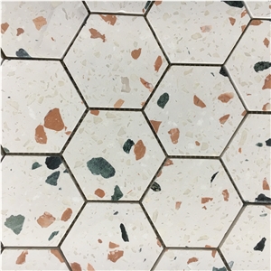 3" Beige Terrazzo Mosaic Kitchen Backsplash Wall Design Tile