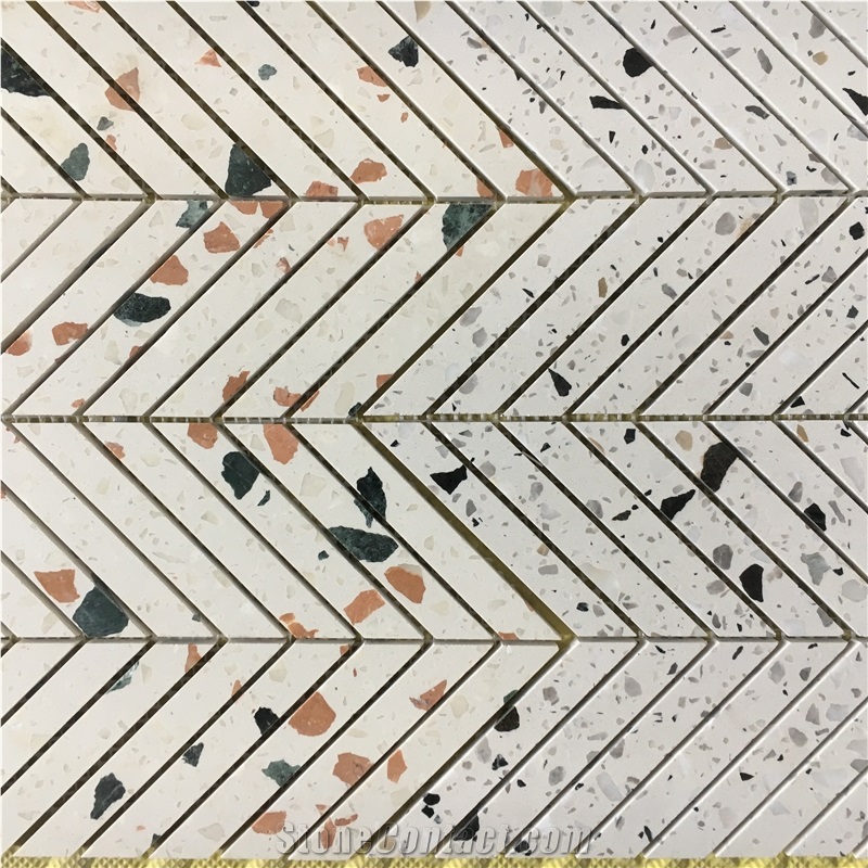 Beige Terrazzo Kitchen Backsplash Mosaic Floor Pattern Tile 