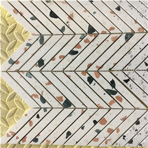 Beige Terrazzo Kitchen Backsplash Mosaic Floor Pattern Tile 