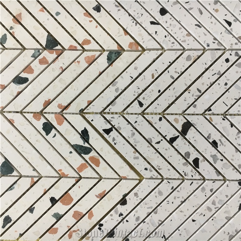 Beige Terrazzo Kitchen Backsplash Mosaic Floor Pattern Tile 