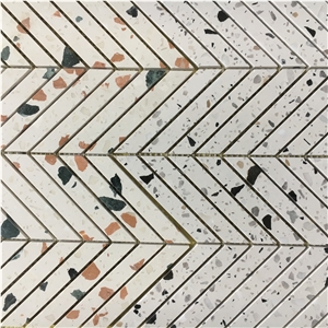 Beige Terrazzo Kitchen Backsplash Mosaic Floor Pattern Tile 