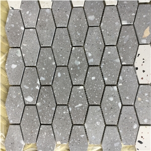 Bowling Grey Terrazzo Tile Kitchen Backsplash Wall Mosaic 