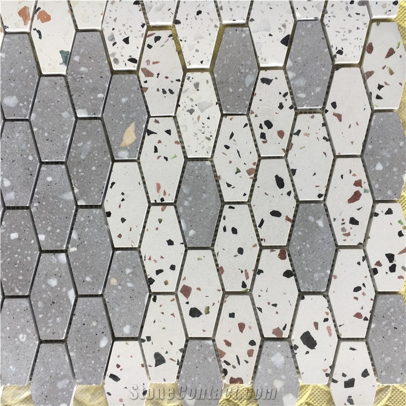 Bowling Grey Terrazzo Tile Kitchen Backsplash Wall Mosaic 