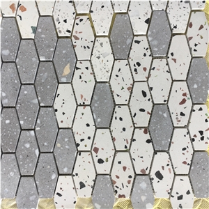 Bowling Grey Terrazzo Tile Kitchen Backsplash Wall Mosaic 