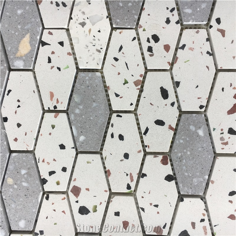 Bowling Grey Terrazzo Tile Kitchen Backsplash Wall Mosaic 