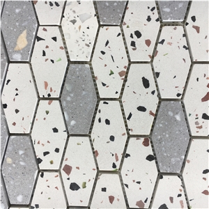 Bowling Grey Terrazzo Tile Kitchen Backsplash Wall Mosaic 