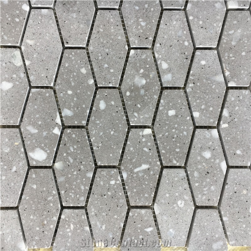 Bowling Grey Terrazzo Tile Kitchen Backsplash Wall Mosaic 