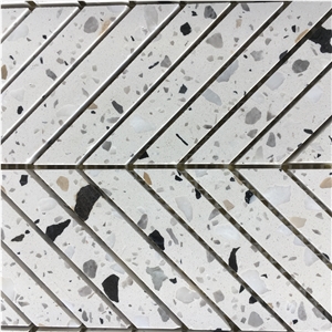 Chevron Light Grey Terrazzo Tile Ktichen Floor Pattern Tile