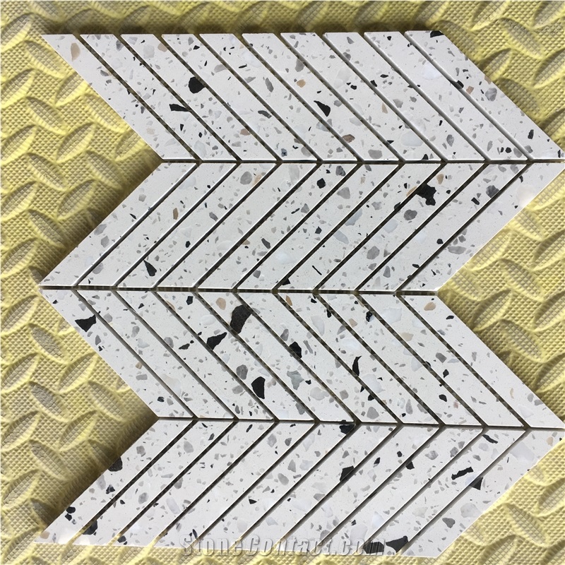 Chevron Light Grey Terrazzo Tile Ktichen Floor Pattern Tile