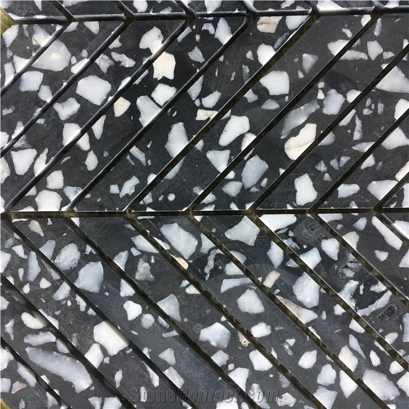 Chevron Light Grey Terrazzo Tile Ktichen Floor Pattern Tile