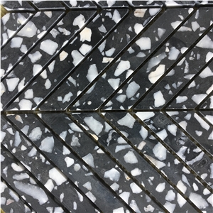 Chevron Light Grey Terrazzo Tile Ktichen Floor Pattern Tile
