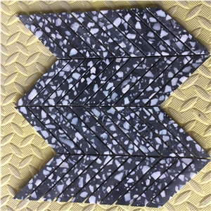 Chevron Light Grey Terrazzo Tile Ktichen Floor Pattern Tile