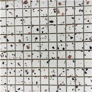 Square White Terrazzo Backsplash Mosaic Kitchen Floor Tile 