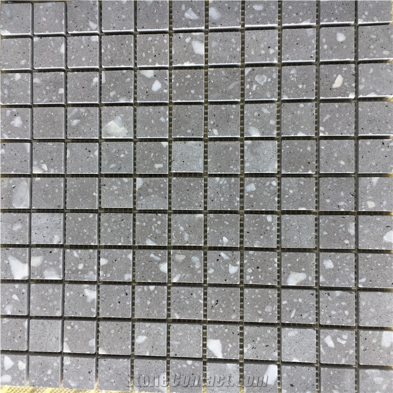 Square White Terrazzo Backsplash Mosaic Kitchen Floor Tile 