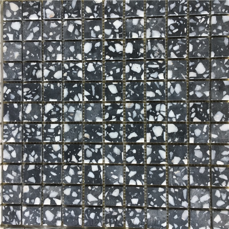 Square White Terrazzo Backsplash Mosaic Kitchen Floor Tile 