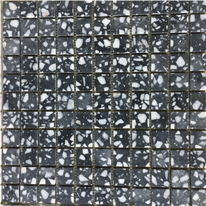 Square White Terrazzo Backsplash Mosaic Kitchen Floor Tile 