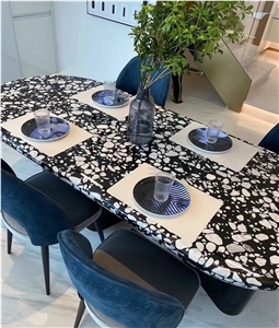 Stone Furniture Black Terrazzo Restaurant Dining Cafe Table