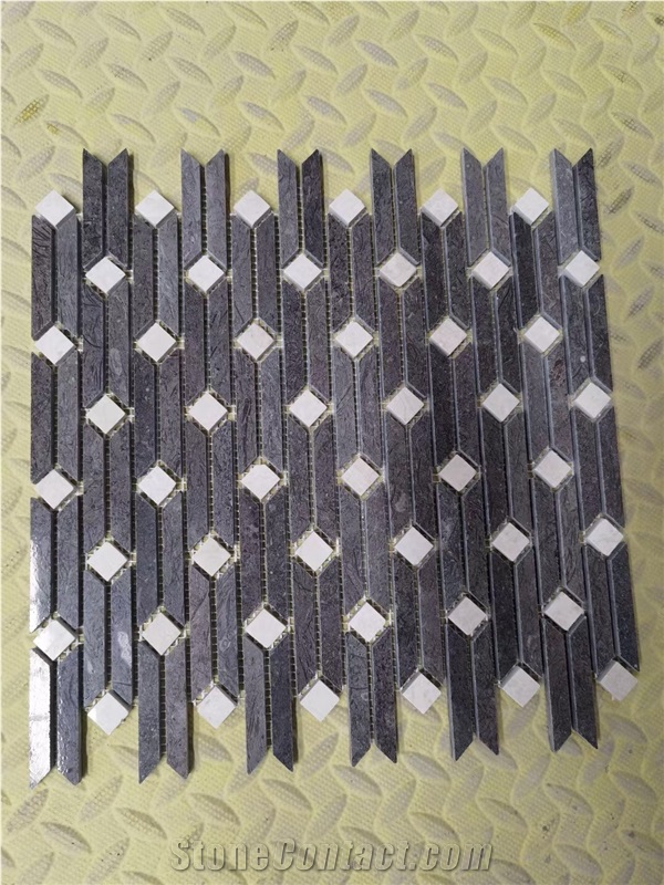 1" Hexagon Arabescato Floor Mosaic Marble Backsplash Design