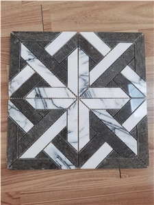 Black Andesite Chevron Wall Mosaic Design Backsplash Tile