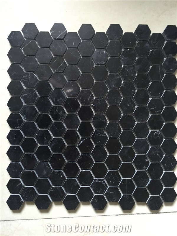 Black Andesite Chevron Wall Mosaic Design Backsplash Tile