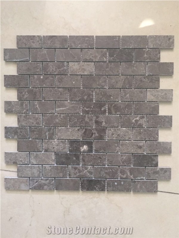 Black Andesite Chevron Wall Mosaic Design Backsplash Tile