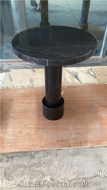 Black Marble Furniture Noir Sahara Dining Cafe Table Top