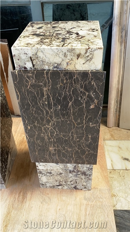 Black Marble Furniture Noir Sahara Dining Cafe Table Top