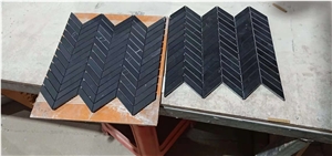 Black Marquina Chevron Floor Mosaic Design Marble Backsplash