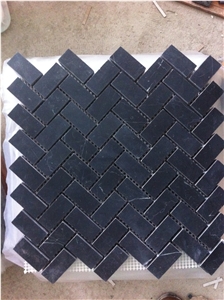 Black Marquina Chevron Floor Mosaic Design Marble Backsplash