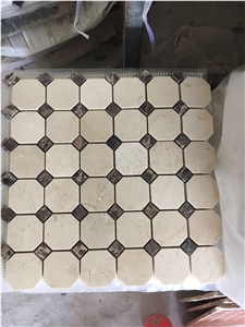 Brick Marble Mosaic Tile Dark Emperador Basket Weave Wall 