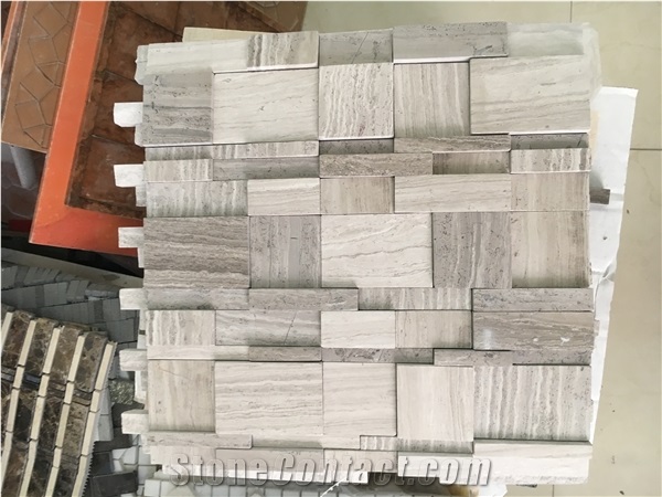 Bubbles Wooden White Wall Mosaic Volakas Floor Tile Design