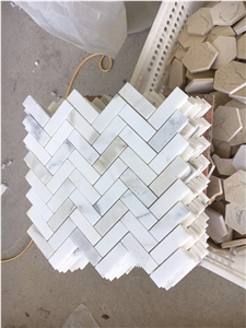 Calacatta Gold Herringbone Backsplash Wall Mosaic Designtile